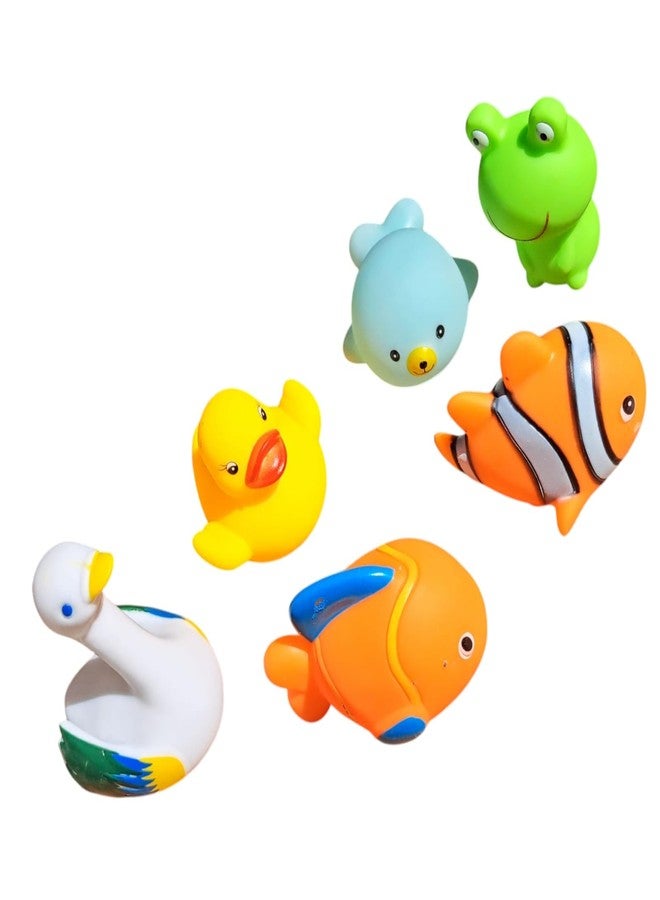 JNiL Cute Animals Swimming Water Toys Non-Toxic, BPA Free Colorful Soft Rubber Float Squeeze Sound Squeezy Bathing Toy for Baby Chu Chu Toy Set - Image 1